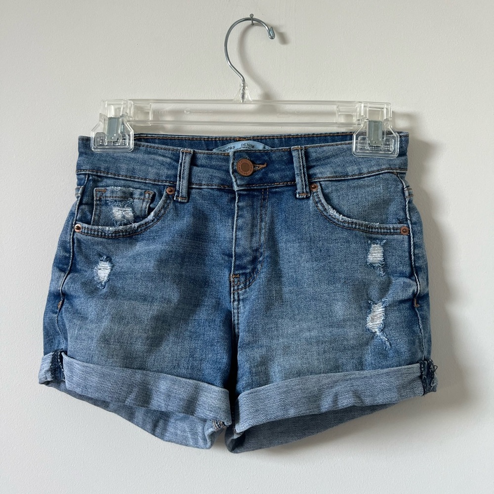 Bershka Mid Rise Denim Shorts